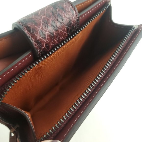 Coach Womens Brown Colorblock Leather Snakeskin Medium Corner Zip Around Wallet - Picture 3 of 12